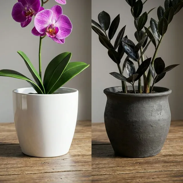Flashy vs Shibui Desk Plants